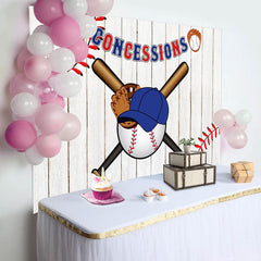 Lofaris White Wood Baseball Cap Hat Bat Birthday Backdrop