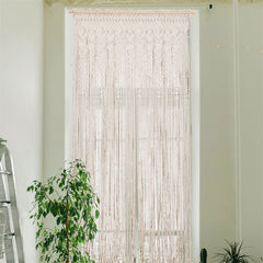 Lofaris White Woven Doorway Macrame Curtain String Decor