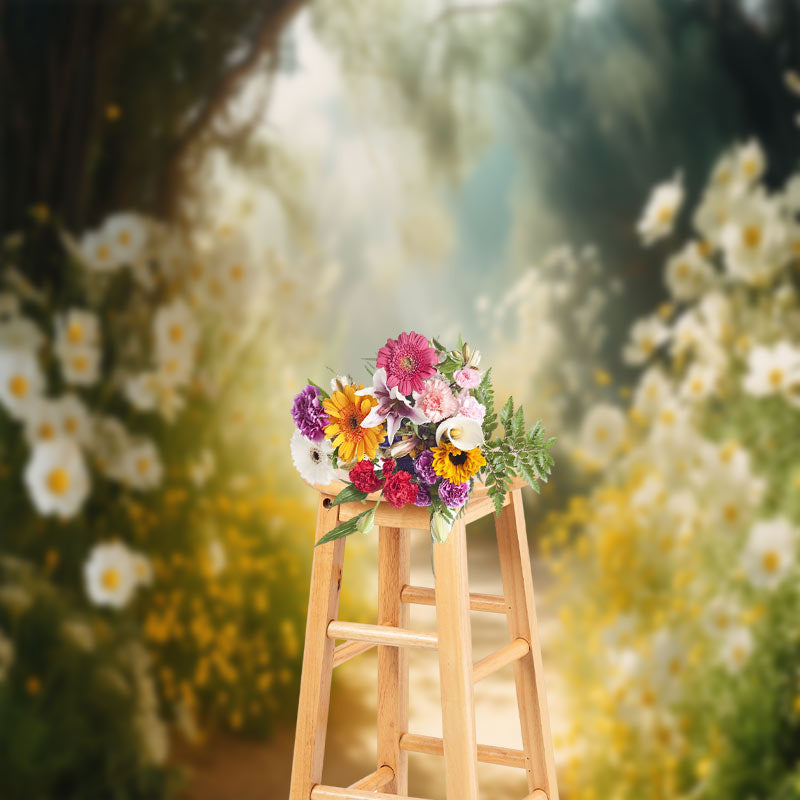 Lofaris White Yellow Wildflower Warm Sunshine Spring Backdrop
