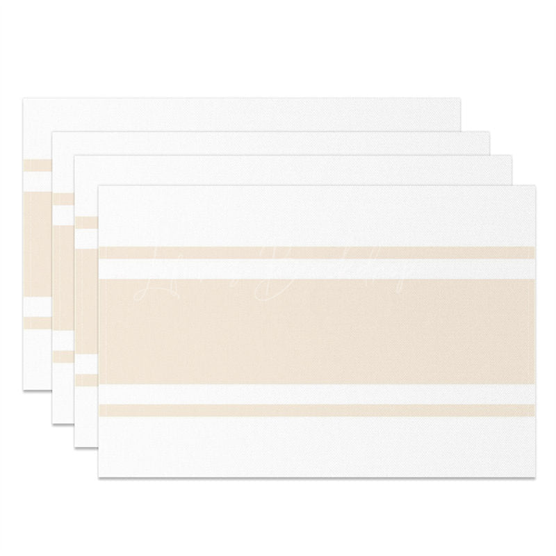 Lofaris Wide Apricot White Stripe Modern Set Of 4 Placemats