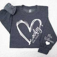 Lofaris Customized Wifey Est Sweatshirt Engagement Bridal Shower Gift for Bride Personalized New Wife LTP01