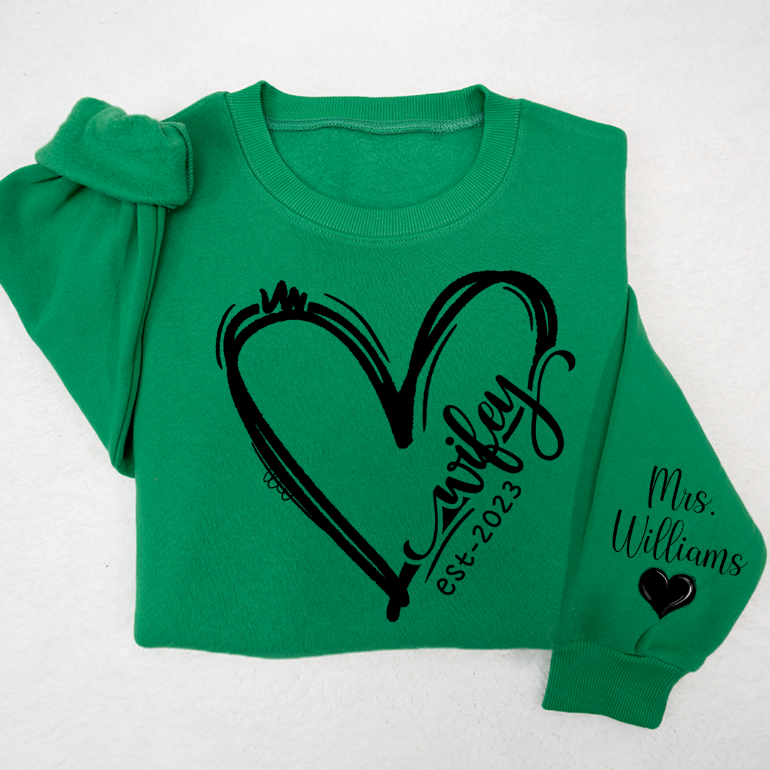 Lofaris Customized Wifey Est Sweatshirt Engagement Bridal Shower Gift for Bride Personalized New Wife LTP01
