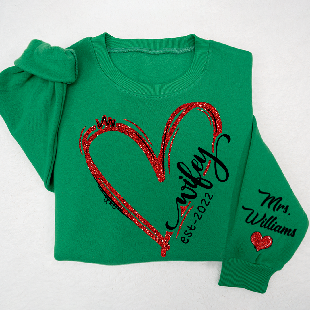 Lofaris Heart Glitter Merry Wifey Est And Custom Names LTP01