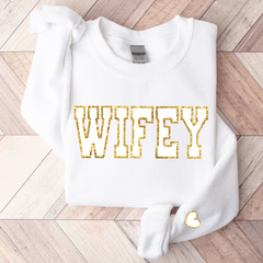 Lofaris Wifey Glitter Sweatshirt Engagement Gift Bridal Shower For Bride