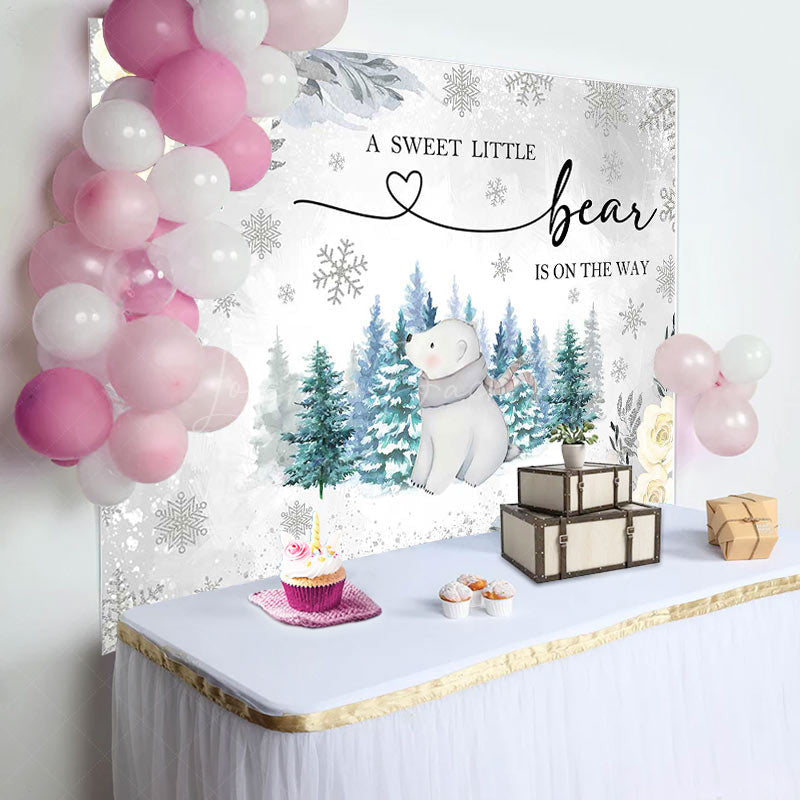 Lofaris Wild Bear Forest Floral Winter Baby Shower Backdrop