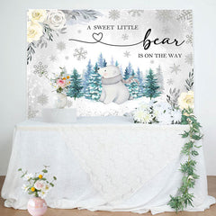 Lofaris Wild Bear Forest Floral Winter Baby Shower Backdrop