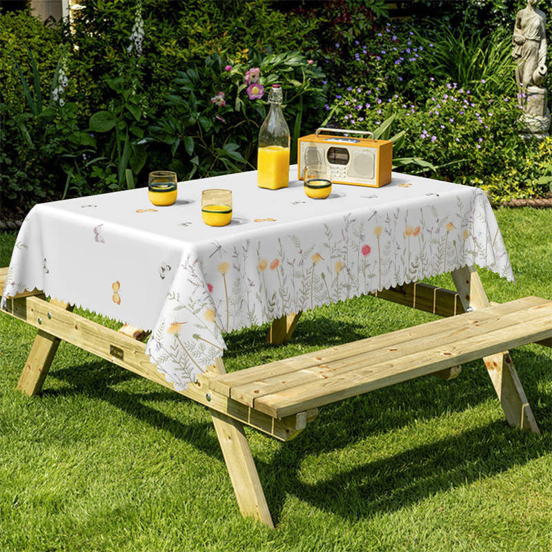 Lofaris Wild Flower Butterflies Pattern Rectangle Tablecloth