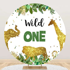 Lofaris Wild One Glitter Animals Round Birthday Backdrop
