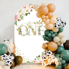 Lofaris Wild One Gold Floral Birthday Double Arch Backdrop