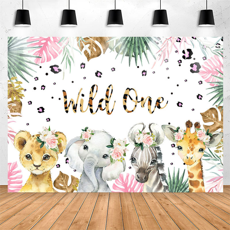 Lofaris Wild One Leopard Floral Safari 1st Birthday Backdrop