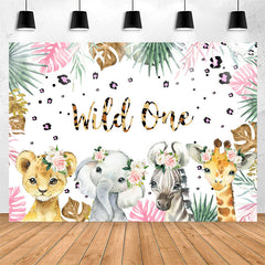 Lofaris Wild One Leopard Floral Safari 1st Birthday Backdrop