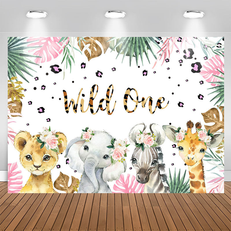 Lofaris Wild One Leopard Floral Safari 1st Birthday Backdrop