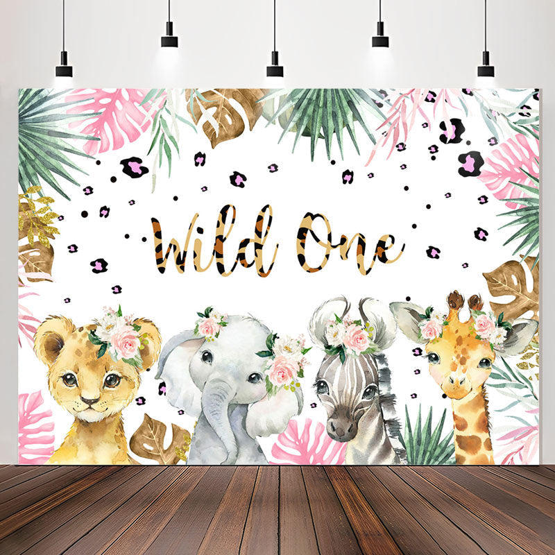 Lofaris Wild One Leopard Floral Safari 1st Birthday Backdrop