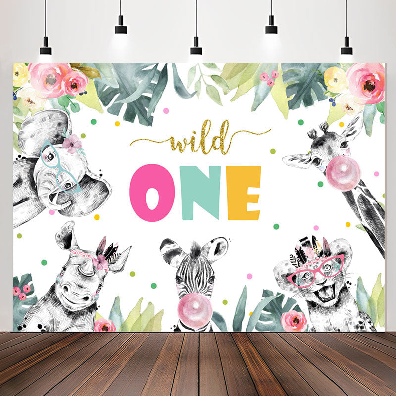 Lofaris Wild One Safari Floral Boho 1st Birthday Backdrop