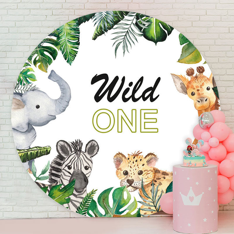 Lofaris Wild Safari Monstera Round 1st Birthday Backdrop