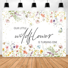 Lofaris Wildflower Butterfly 1st Birthday Backdrop For Girl