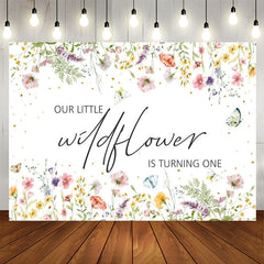 Lofaris Wildflower Butterfly 1st Birthday Backdrop For Girl