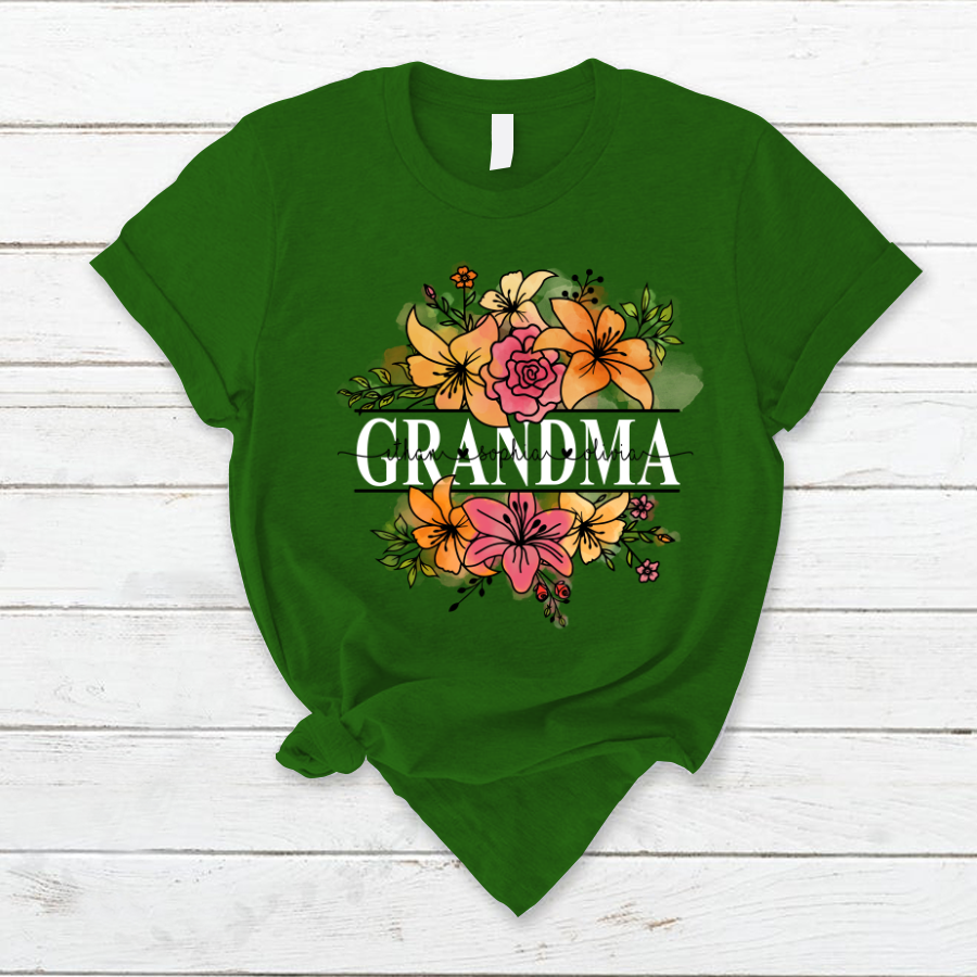Lofaris Wildflower Grandma And Kids Custom Gift T - Shirt