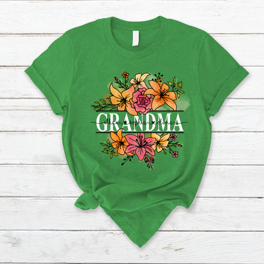 Lofaris Wildflower Grandma And Kids Custom Gift T - Shirt