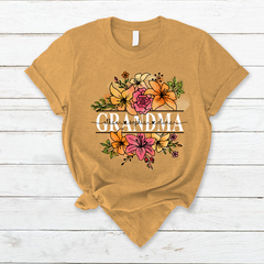 Lofaris Wildflower Grandma And Kids Custom Gift T - Shirt
