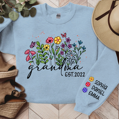 Lofaris Wildflower Custom Grandma Est Year and Kids CTH01 Sweatshirt