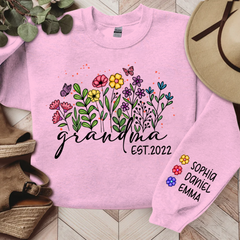 Lofaris Wildflower Custom Grandma Est Year and Kids CTH01 Sweatshirt