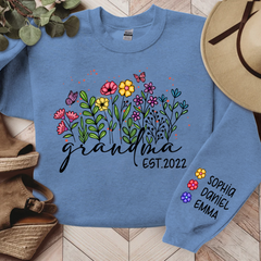 Lofaris Wildflower Custom Grandma Est Year and Kids CTH01 Sweatshirt