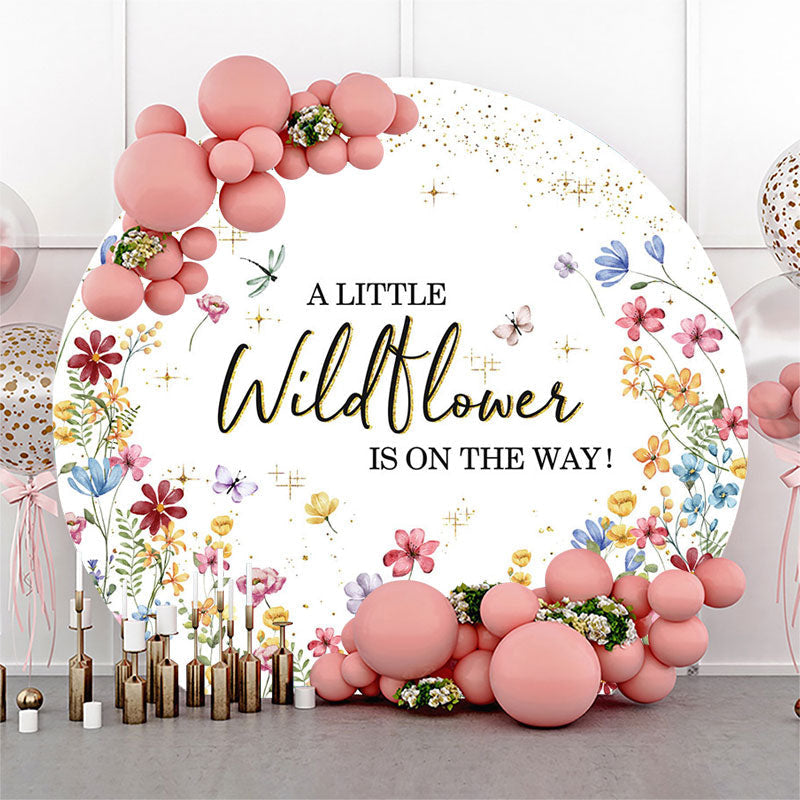 Lofaris Wildflower Is On The Way Round Baby Shower Backdrop