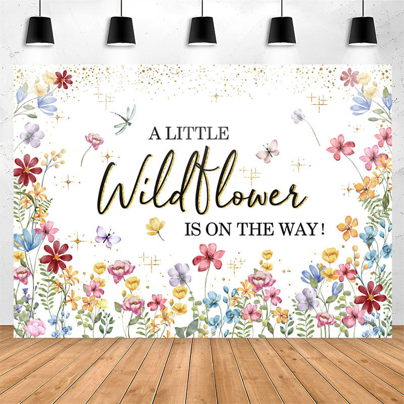 Lofaris Wildflower On The Way Sparkling Baby Shower Backdrop