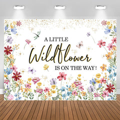 Lofaris Wildflower On The Way Sparkling Baby Shower Backdrop