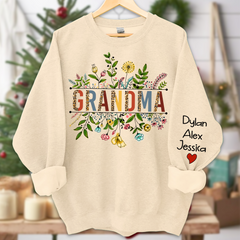 Lofaris Wildflowers Grandma And Grandkids Two Sides Sweatshirt