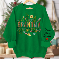 Lofaris Wildflowers Grandma And Grandkids Two Sides Sweatshirt