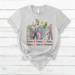 Lofaris Wildflowers Leopard Art Grandma And Kids T - Shirt