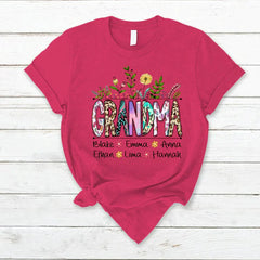 Lofaris Wildflowers Leopard Art Grandma And Kids T - Shirt