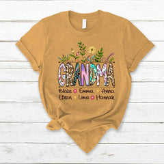 Lofaris Wildflowers Leopard Art Grandma And Kids T - Shirt