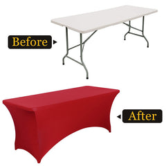 Lofaris Wine Red Fitted Spandex Rectangle Banquet Table Cover