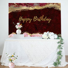 Lofaris Wine Red Gold Glitter Abstract Birthday Backdrop