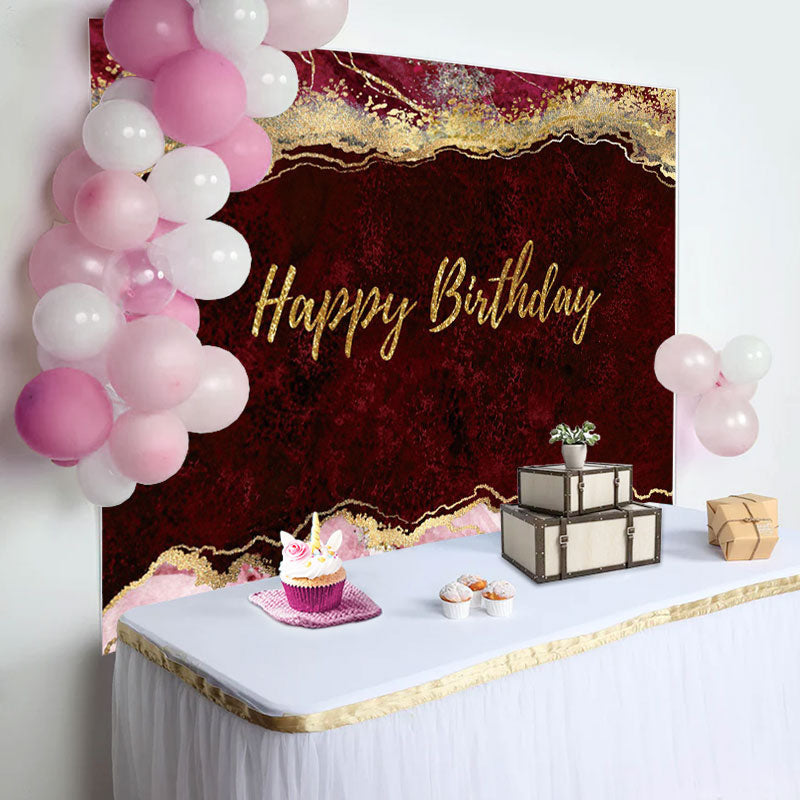 Lofaris Wine Red Gold Glitter Abstract Birthday Backdrop