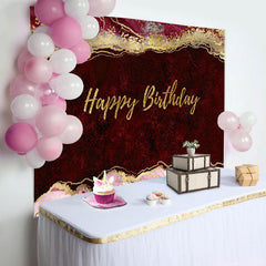 Lofaris Wine Red Gold Glitter Abstract Birthday Backdrop