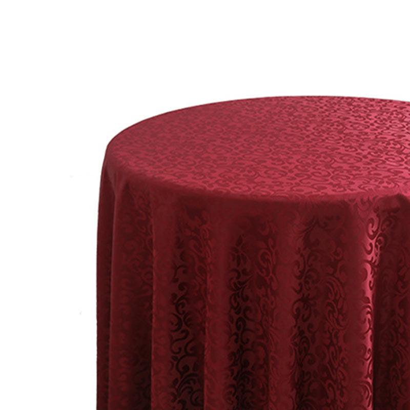 Lofaris Wine Red Jacquard Polyester Round Banquet Tablecloth