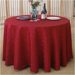 Lofaris Wine Red Jacquard Polyester Round Banquet Tablecloth