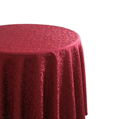 Lofaris Wine Red Jacquard Polyester Round Banquet Tablecloth