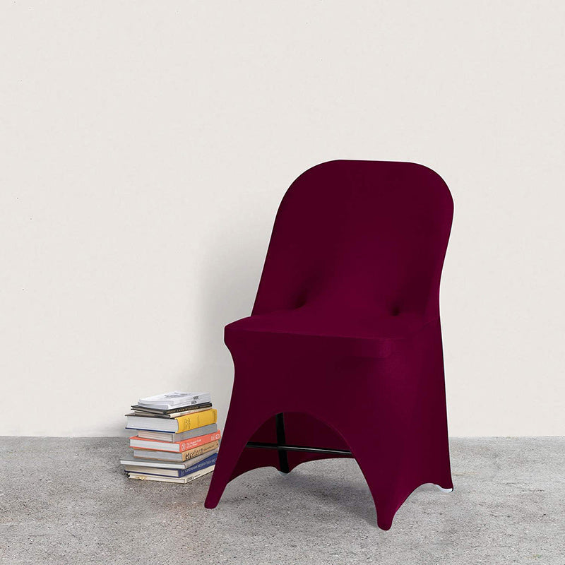 Lofaris Wine Red Open Back Stretch Spandex Folding Chair Cover