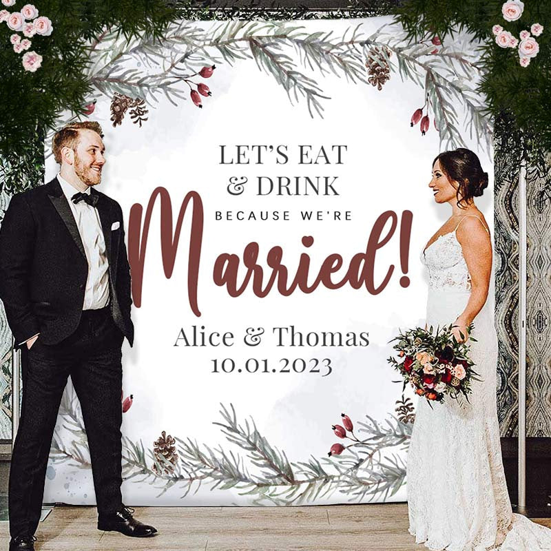 Lofaris Winter Eat And Drink Party For Married Wedding Backdrop