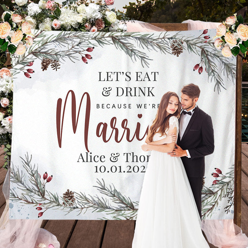 Lofaris Winter Eat And Drink Party For Married Wedding Backdrop