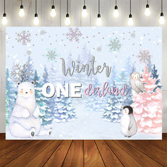 Lofaris Winter Onderlands Animals Forest 1St Birthday Backdrop