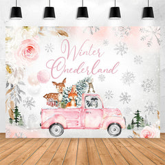 Lofaris Winter Onederland Animals Truck 1St Birthday Backdrop