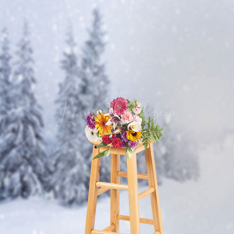 Lofaris Winter Pine Tree Snowy Natural Landscape Backdrop