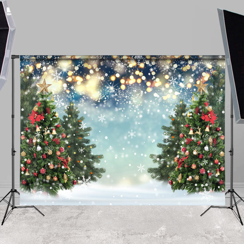 Lofaris Winter Snow Bokeh Glitter With Chrismas Tree Backdrop