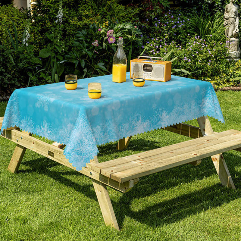 Lofaris Winter Snowflake Blue Rectangle Tablecloth for Cafe